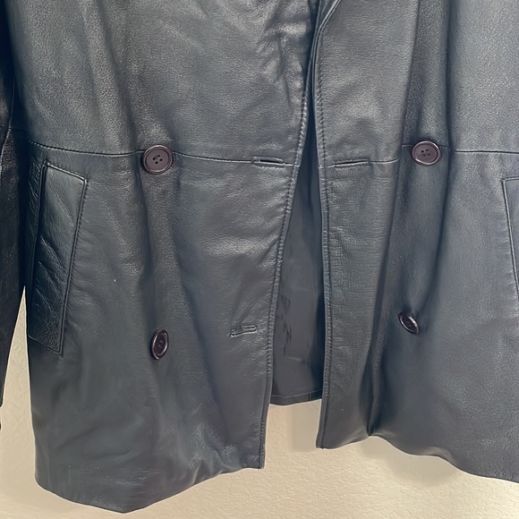 ♥️ David Benjamin 100% Leather jacket/coat size 10 Black - Picture 3 of 5